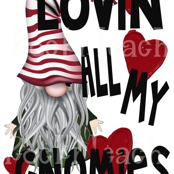 lovin all my gnomies digital sublimation file/printable png/Valentine's day file