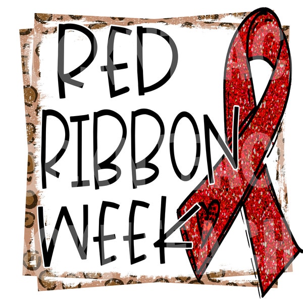 Red ribbon week Png, red ribbon week sublimation download, awareness png