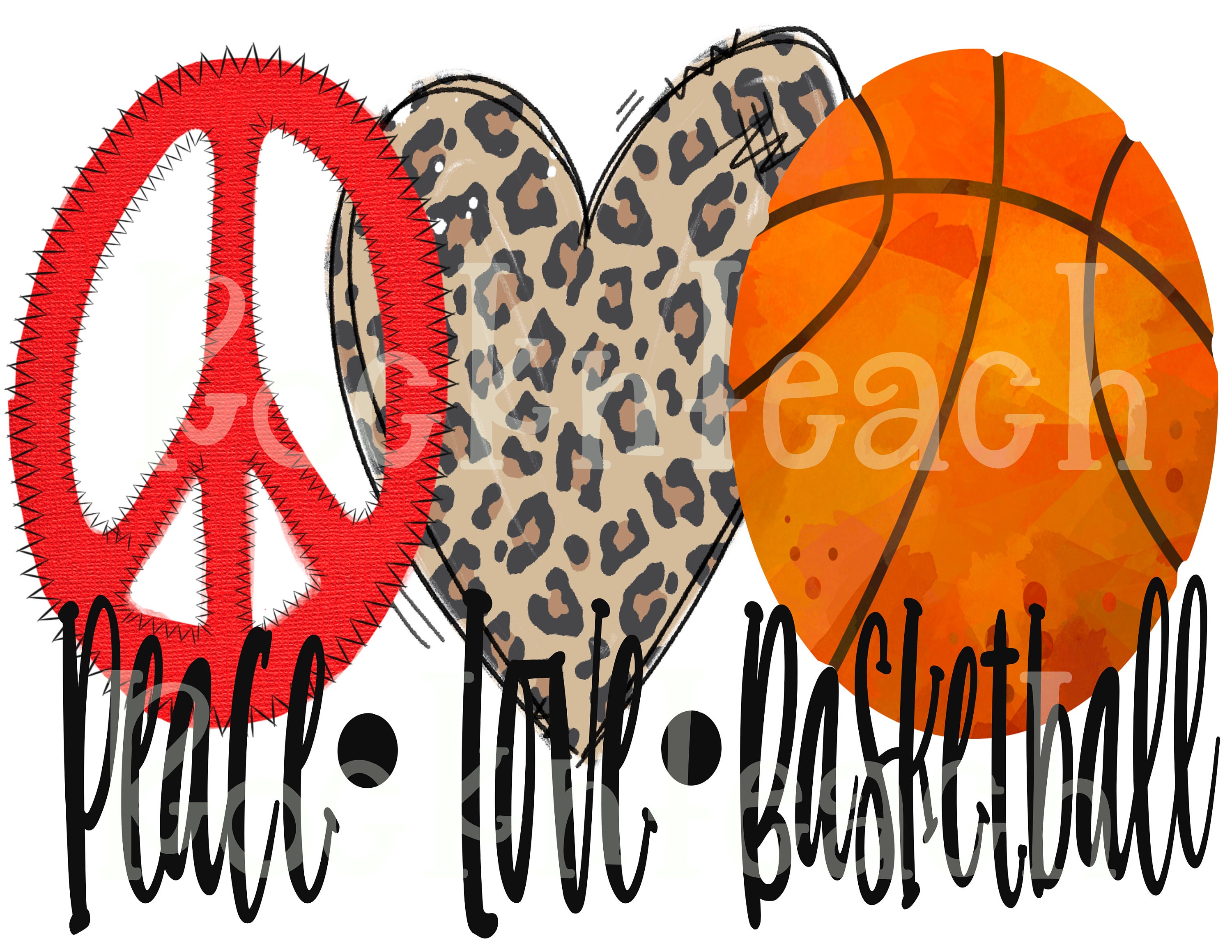 Peace love basketball png digital filebasketball printable