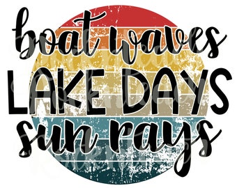 Lake days png, summer png, retro lake png, summer sublimation