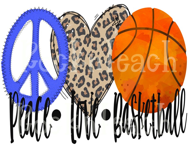 Peace love basketball png digital filebasketball printable