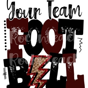 Self customizable football Png, football Png, football sublimation Png, football lightening bolt Png, add your own team