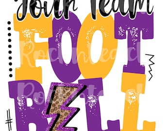 Self customizable football Png, football Png, football sublimation Png, football lightening bolt Png, add your own team