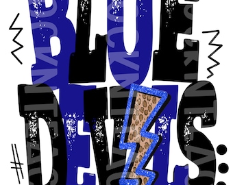 Blue devils, blue devils Png, blue devils sublimation Png, blue devils football