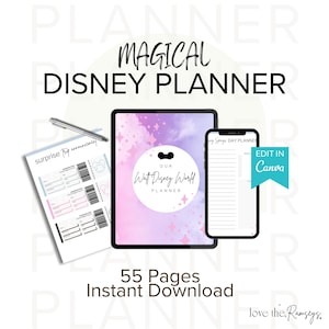 DisneyWorld Vacation Planner with 55+ Printable Templates for Planning a WDW Vacation! Digital Download- editable on Canva!