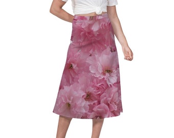 Women's A-Line Midi Skirt in Cherry Blossoms Print | Skirt for Women | Women's Skirt | Floral Skirts for Women