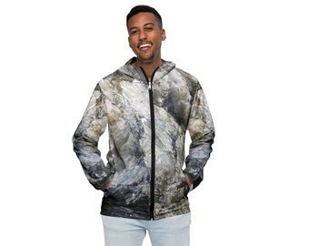 Men’s Windbreaker in Stone Cold Print | Men's Rain Jacket | Men's Lightweight Jacket | Men's Spring Summer Fall Jacket | Windbreaker Jacket