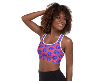 Padded Sports Bra for Women in Electric Rose Print | Maximum Support Bra for Exercise