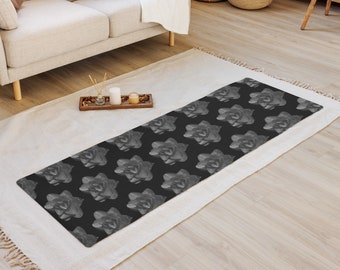 Yoga Mat for Men and Women in Black Rose Print | Floral Yoga Mat | Yoga Mat Flower | Pilates Mat | Exercise Mat