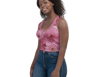 Crop Top for Women in Cherry Blossoms Print | Tank Tops for Women | Cropped Tank Tops