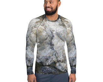 Men's Rash Guard in Stone Cold Print | Men's Swim Shirt | Men's Beach Shirt | Men's Fitted Shirt