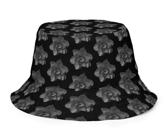 Reversible Bucket Hat in Black Rose Print | Hats for Men | Hats for Women | Summer Hat | Beach Hat | Packable Hat | Hats for Kids