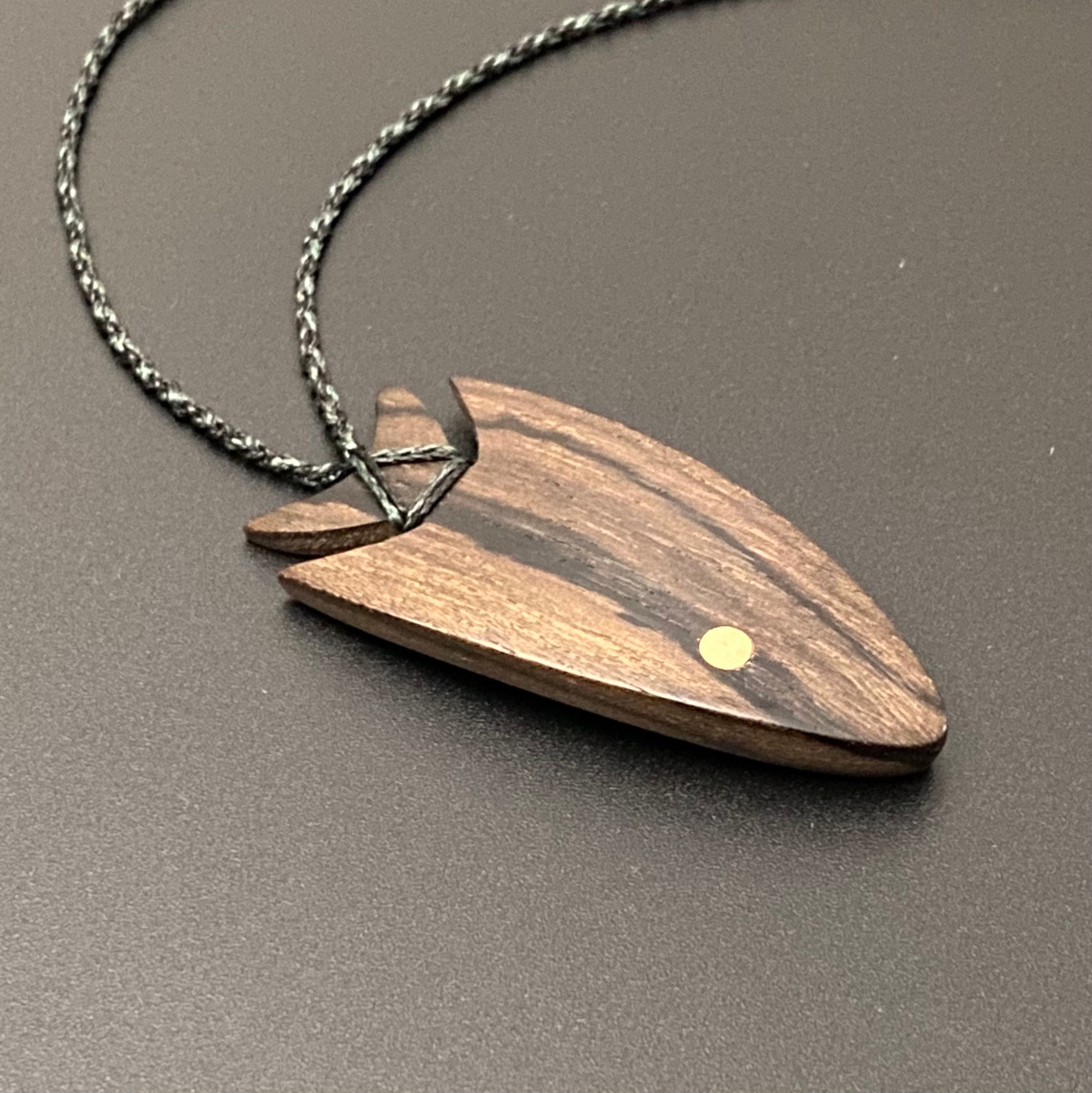 Exotic Ziricote Wood Fish Pendant 