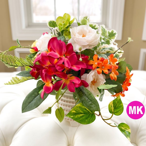 Artificial Tropical Flower Arrangement Etsy