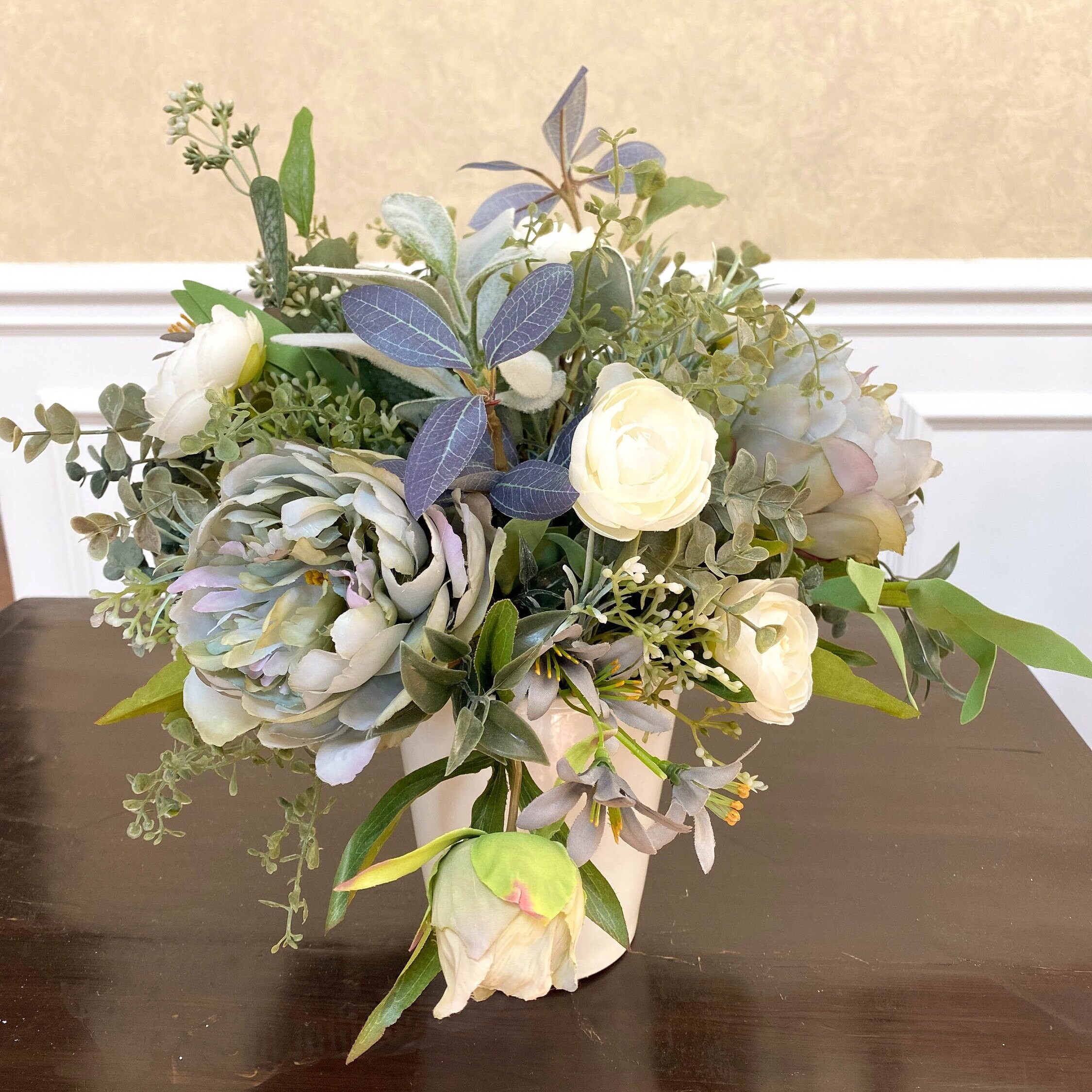 Soft Green Hydrangea and Peony Flower Arrangement Dine Table - Etsy