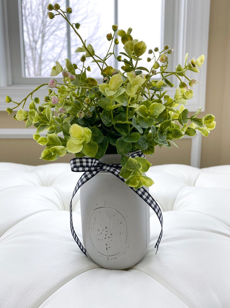 Eucalyptus Arrangement in Painted Mason Jar Wedding Deco Etsy