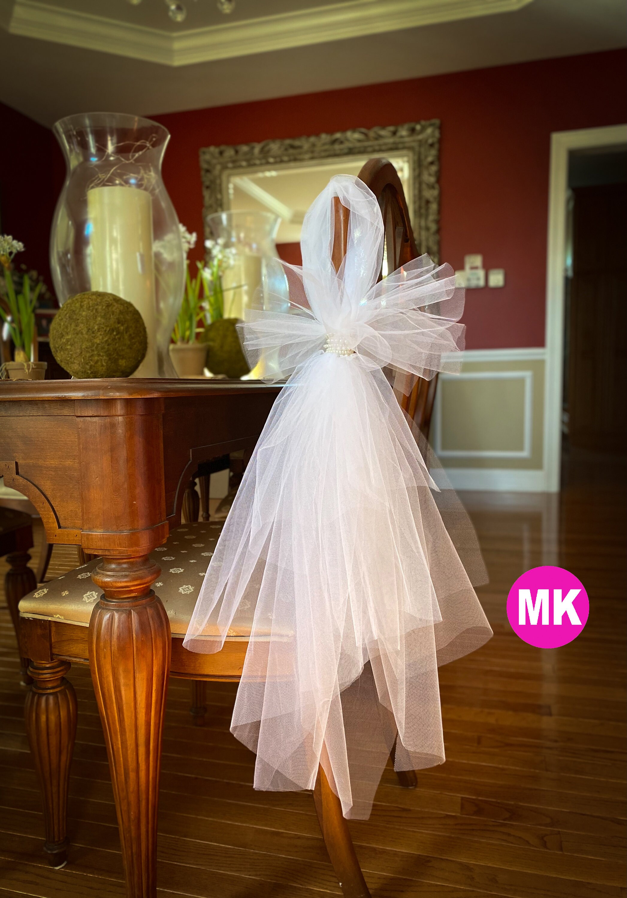 Pearl Wedding Church Tulle Pew Ends Decoration Aisle Decor Etsy