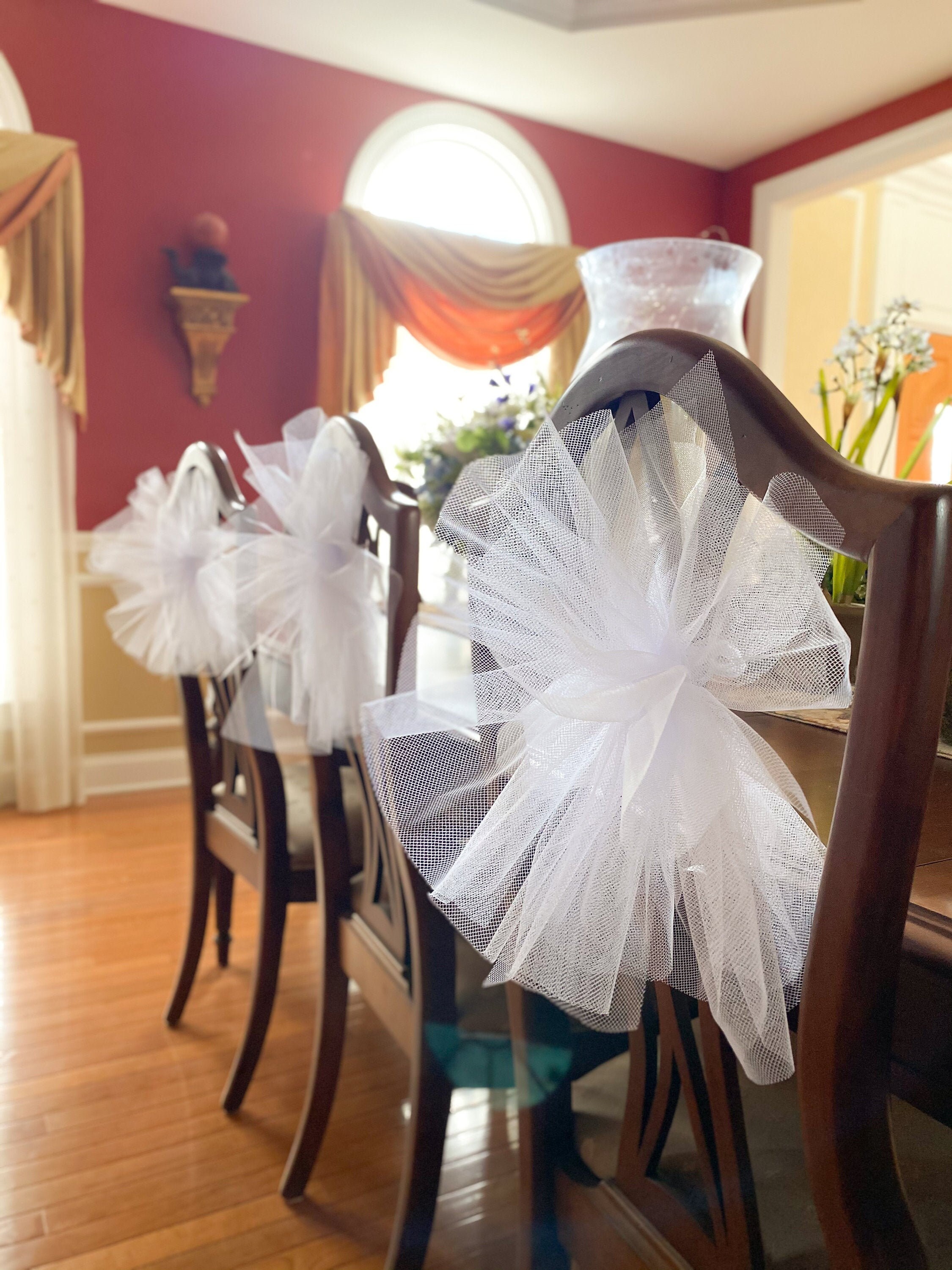 Handmade Tulle Pom Sash for Chair Aisle Decor Communion Etsy