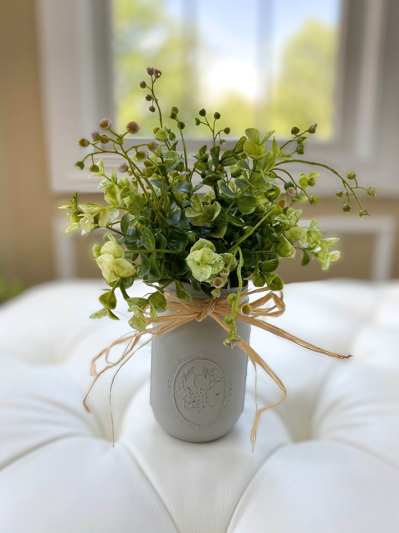 Eucalyptus Arrangement in Painted Mason Jar Wedding Deco Etsy