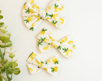 Lemon lime fabric bow lemon headband