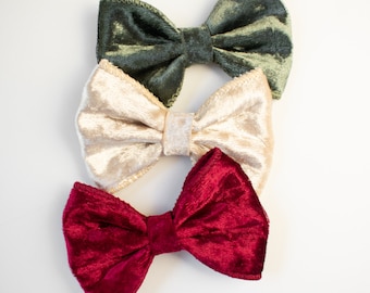 3,4 or 5 Inch Red Velvet And Gold Glitter Christmas Children/'s Hair Bow