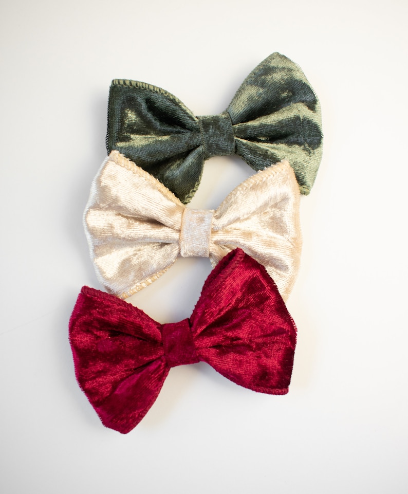 Velvet Hair Bow Christmas Hair Bow Girls Hair Bow Christmas Outfit Baby Headband