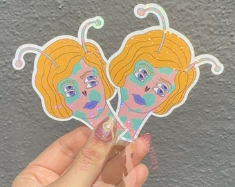 Four Eyed Alien Sticker, Super natural Sticker,Perfect gift for Sticker Collectors, Sticker Book Collection