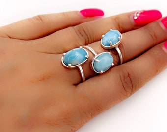 Larimar brut naturel rustique biologique. Larimar Ring.Rustic Larimar Réglable