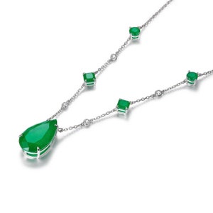 Incredible Extra Large Neon Colombian Emerald Pear Necklace Pendant, 925 Sterling Silver, Luxury Gift, May Birthstone