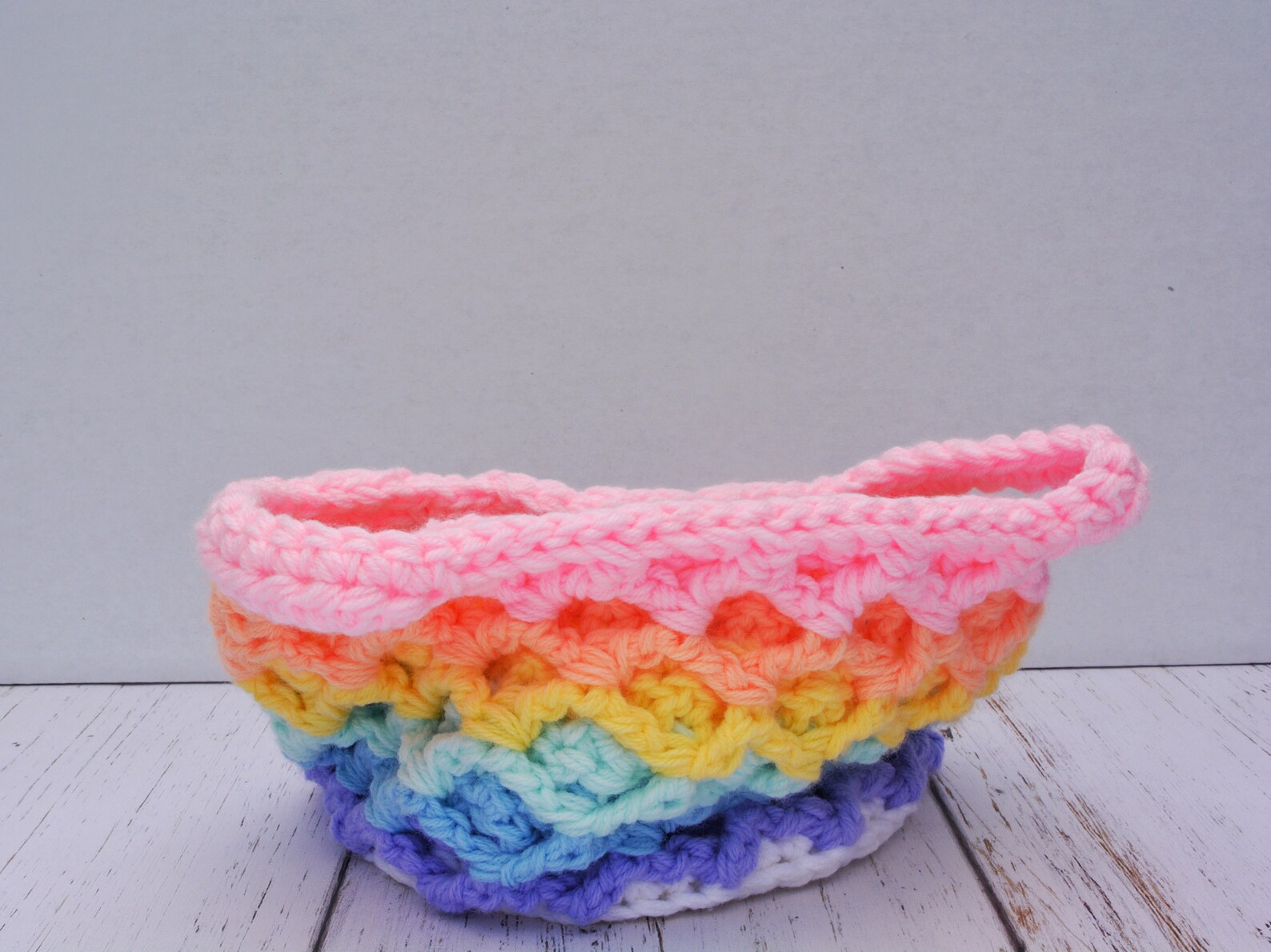 Pastel Rainbow Basket/round Basket/gift Etsy