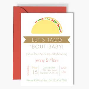 Lets Taco 'bout Baby Gender Reveal Printable Invitation image 1