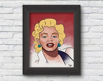 Marilyn Monroe Original Pop Art Digital Wall Art Print Celebrity Poster Portrait
