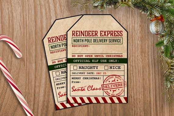 Printable North Pole Gift Tags From Santa Claus Christmas | Etsy