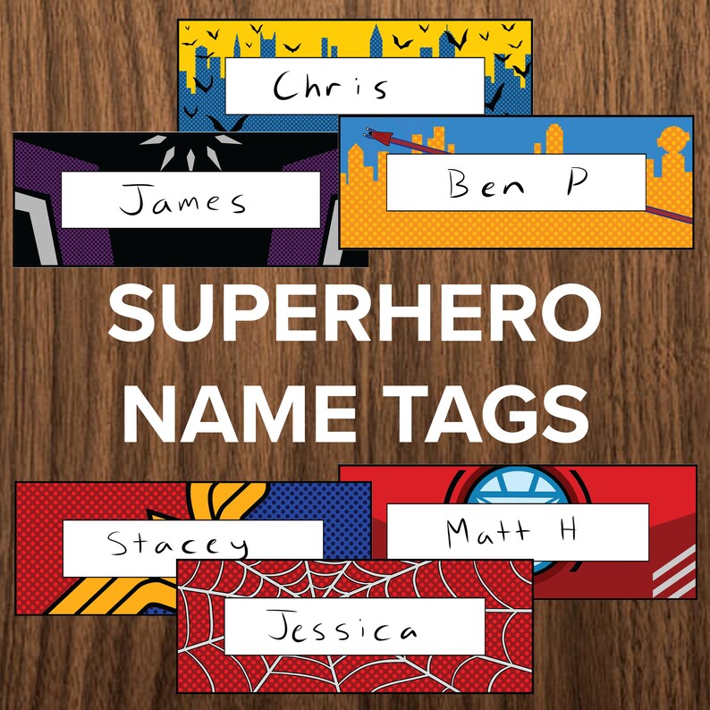 Classroom Superhero Student Name Tags Printable Teacher Etsy