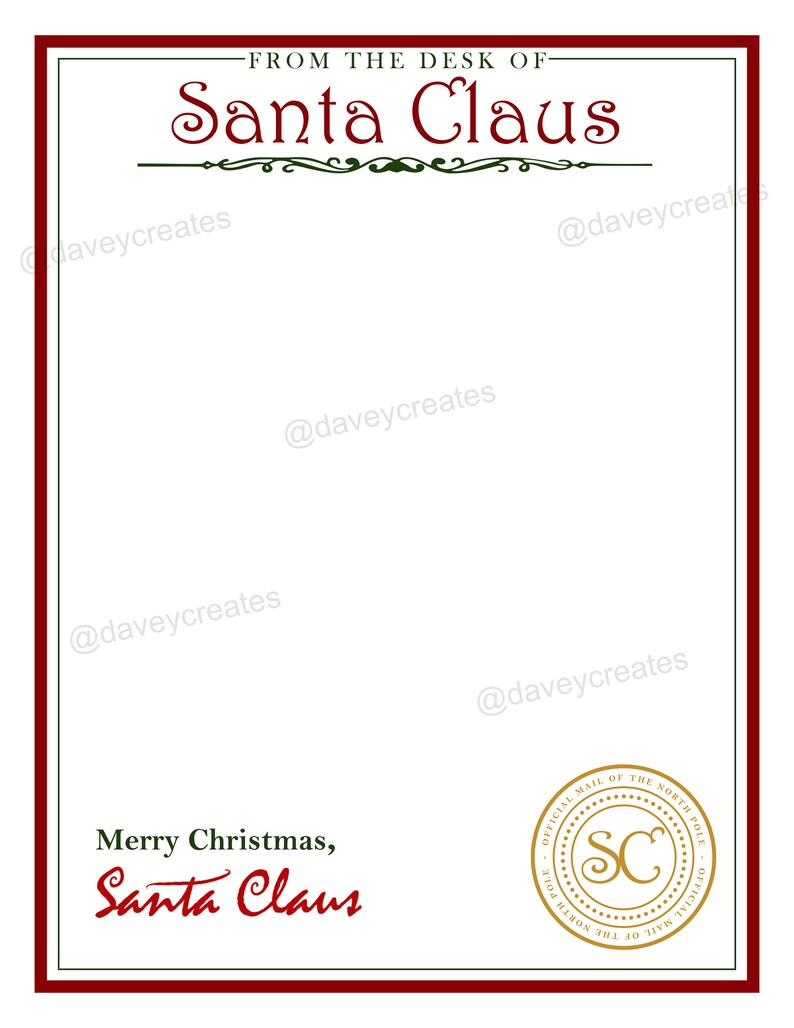 Printable Letter From Santa, Official North Pole Stationery, Christmas ...