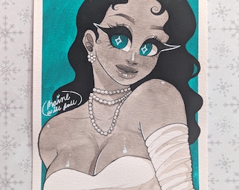 Estilo retro femenino - pintura original