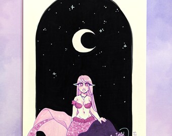 Sirena de ojos soñadores - dibujo original