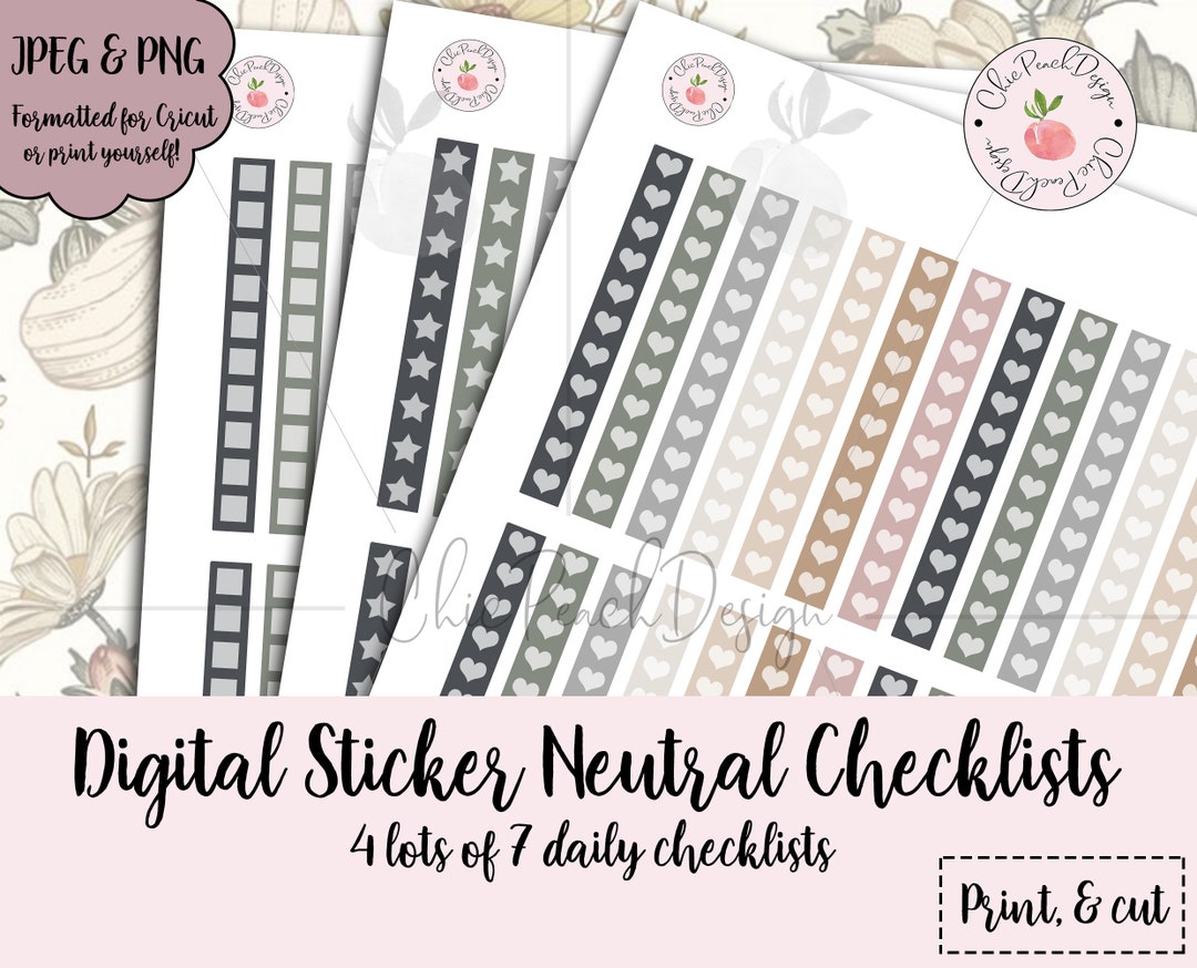Checkliste Neutral Neutral Checklist Printable Digital Stickers - Etsy Australia