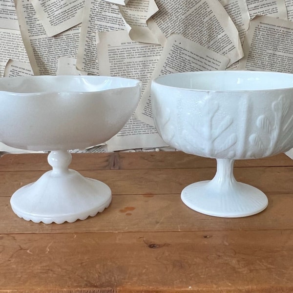 Vintage Milk Glass Pedestal Compote  {2 Options}  | Milk Glass Vase | Milk Glass Decor | Milk Glass Planter | Milk Glass Candy Dish