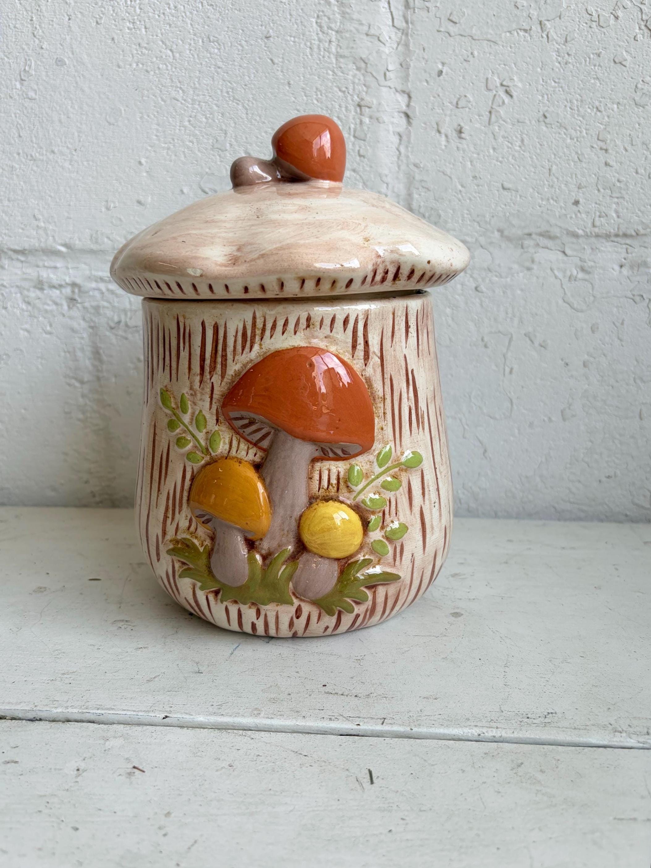 1970' 米国ヴィンテージ きのこ柄キャニスター２こセット マッシュルーム Mushroom Canister Set 1970s - Etsy