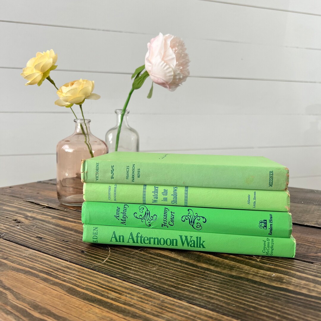 VINTAGE BOOK STACK Vintage Green Books for Spring Shelf Etsy
