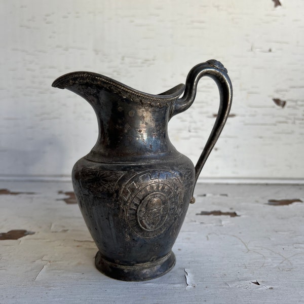 Antique Treble Plate Silver Creamer Pitcher | Simpson Hall Miller & Co Pitcher | Vintage Silver Pitcher, Creamer | Antique Table Decor