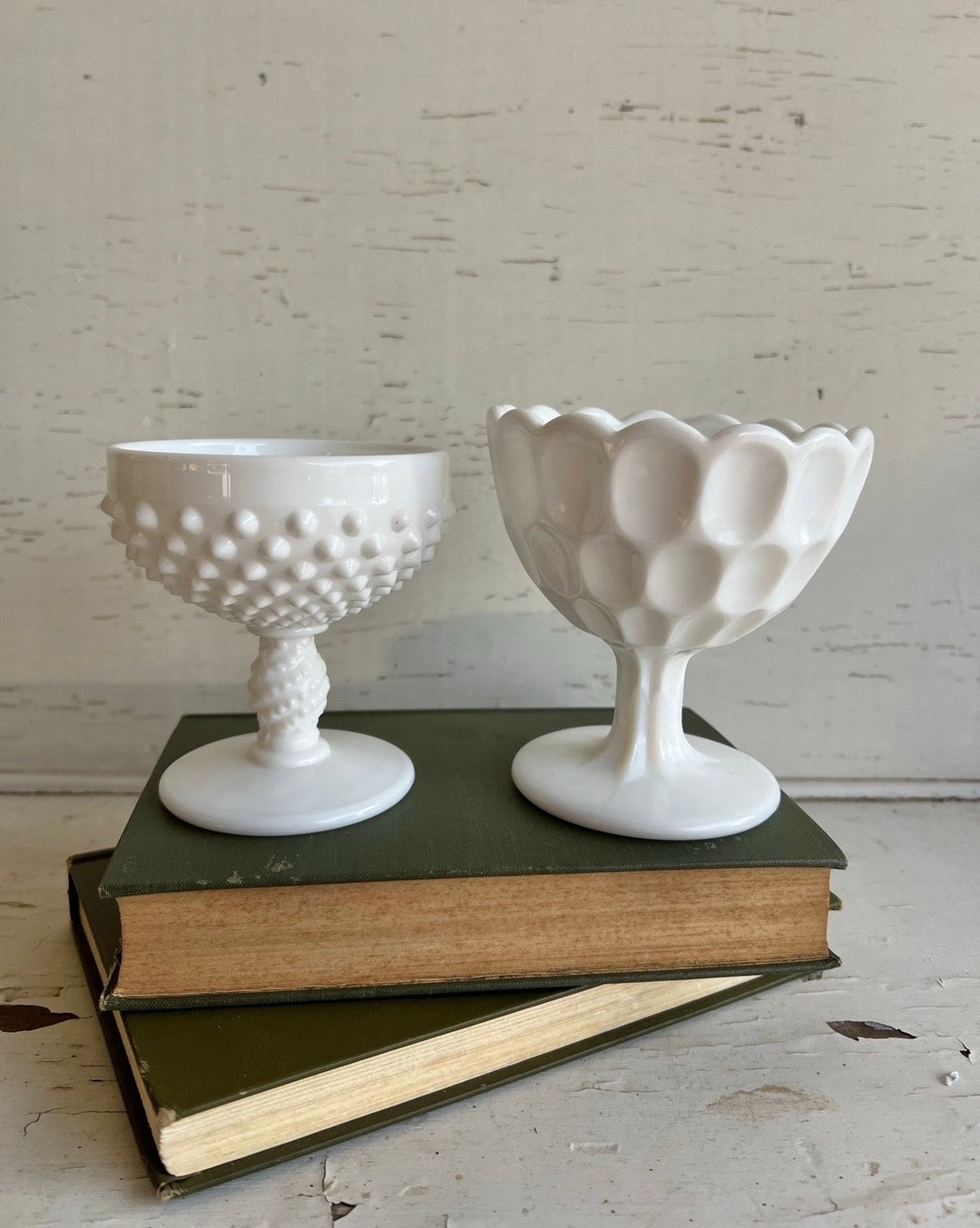 Vintage Small Milk Glass Pedestal Compote options Milk Glass Vase Milk