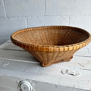 Vintage Winnowing Basket, Large 18.5” Basket, Decorative Basket, Farmhouse Decor