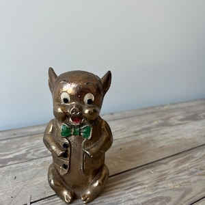 Vintage Porky Pig Piggy Money Bank, Old Metal Bank, Coin Bank, Vintage Pig, Man Cave Decor, Boys Room Decor, 5", Advertising Bank
