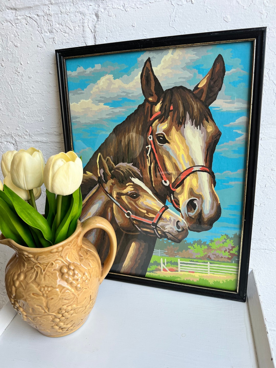 Vintage Paintbynumber Horse Painting 17x13 Etsy