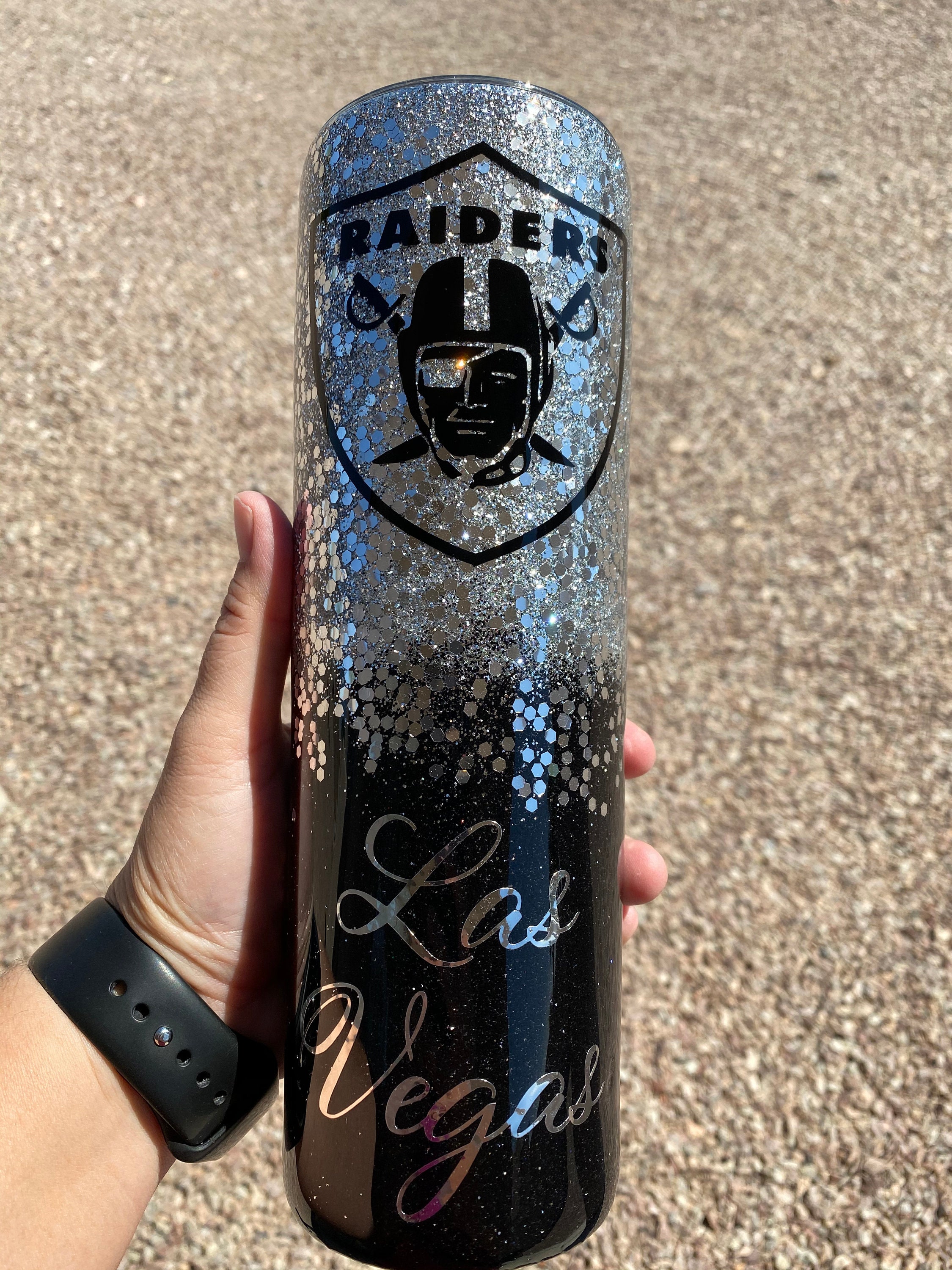 Raiders Glitter Tumbler 