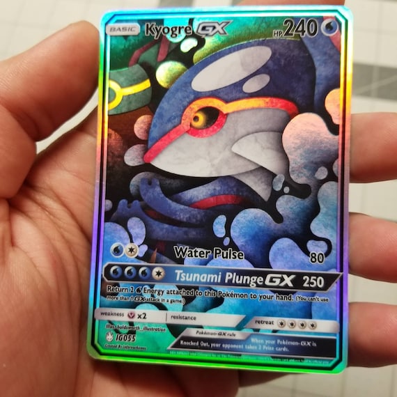 Kyogre GX Full Art Rainbow Holo Tarot Card Custom Orica Etsy