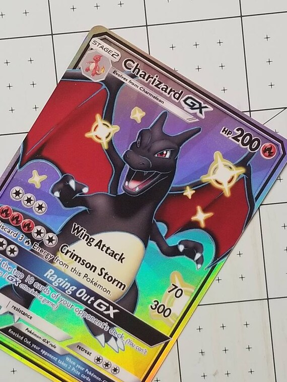 Shiny Charizard Gx Full Art Rainbow Holo Custom Orica Pokemon Card