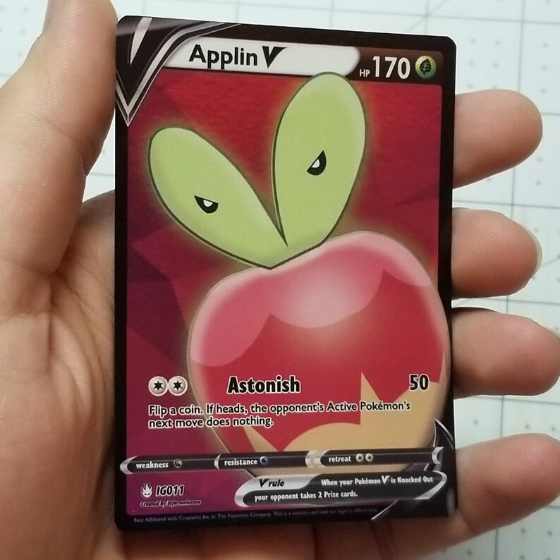 Applin V Full Art Rainbow Holo Custom Orica Pokemon Card Sword Etsy